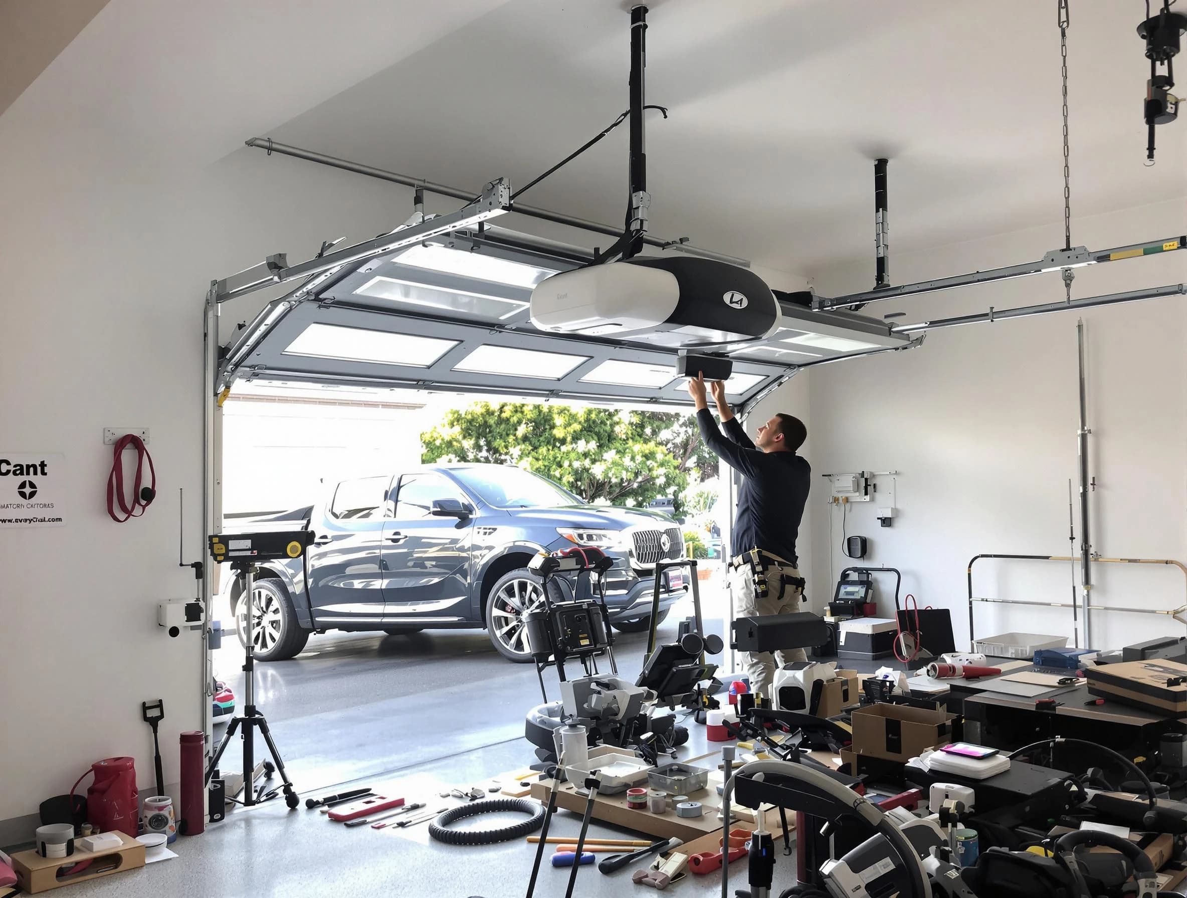 Lynn Garage Door Repair specialist installing smart garage door opener system in Lynn home