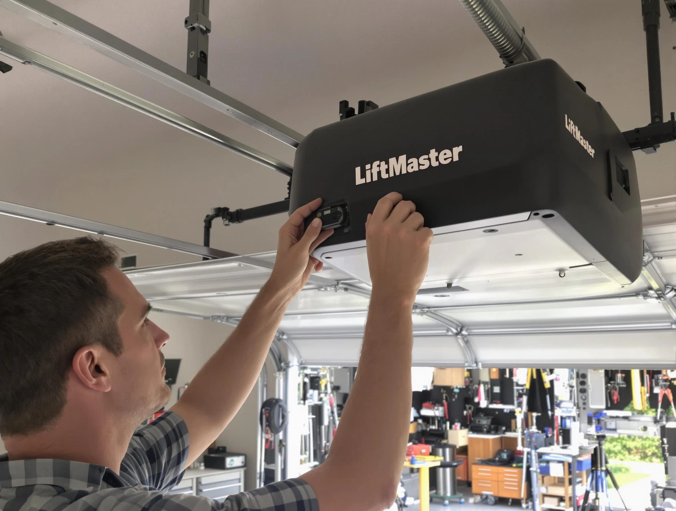 Lynn Garage Door Repair technician repairing garage door opener in Lynn
