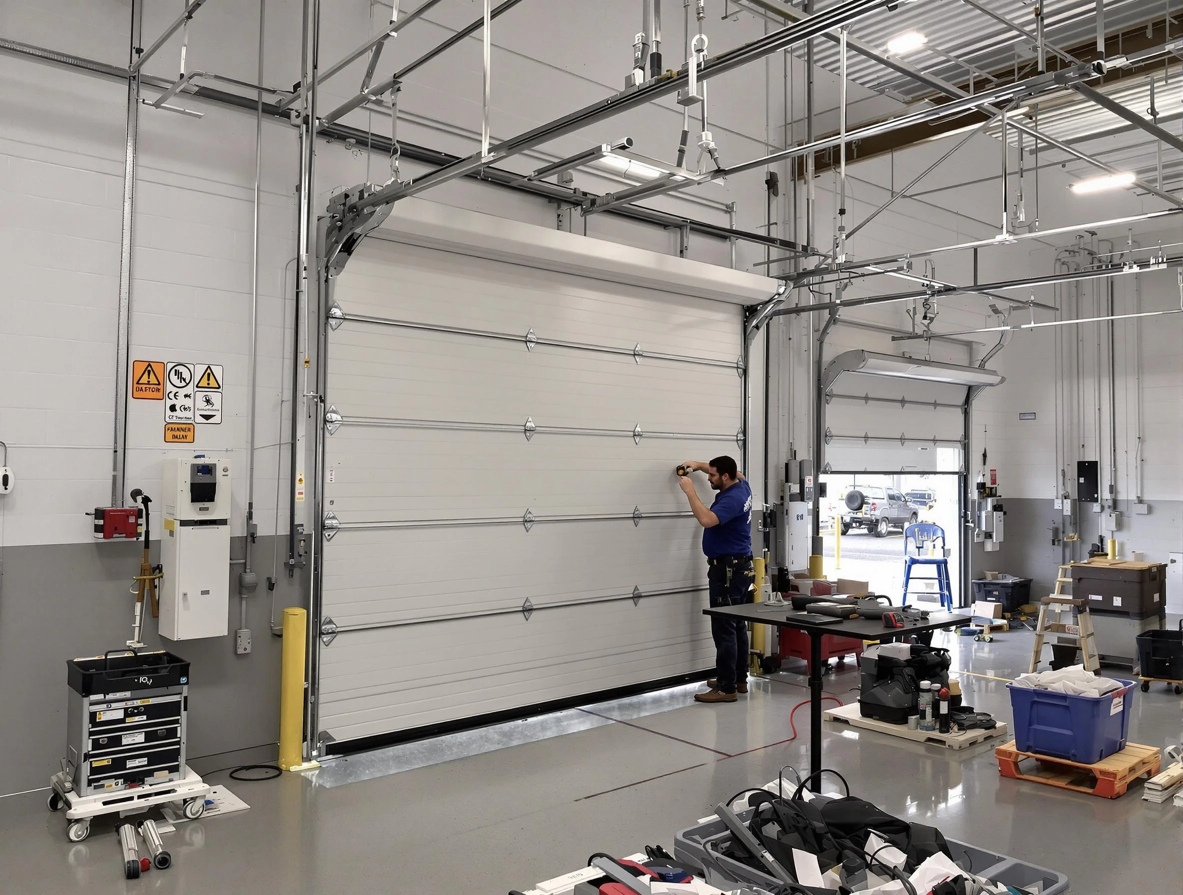 Commercial garage door repair being performed by Lynn Garage Door Repair expert in Lynn