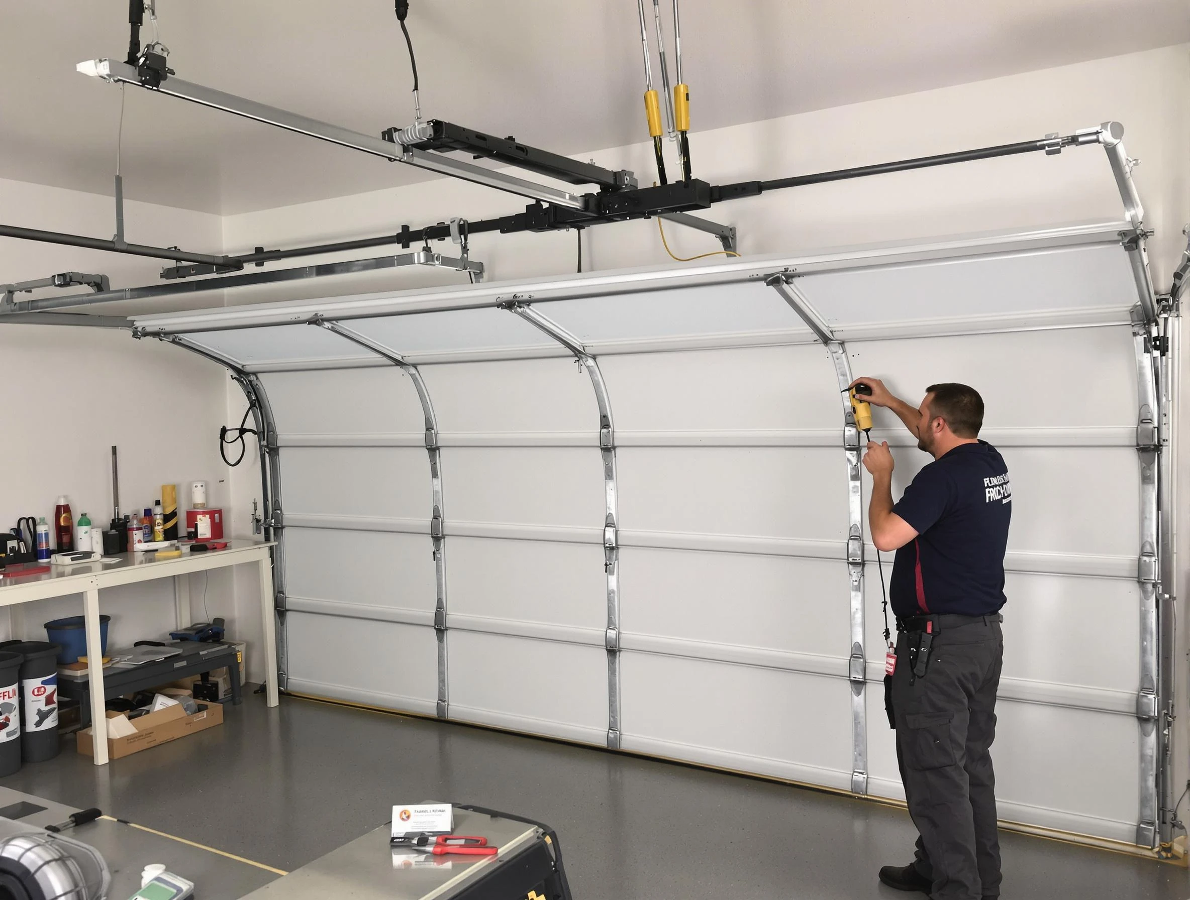 Lynn Garage Door Repair certified technician performing overhead door system repair in Lynn