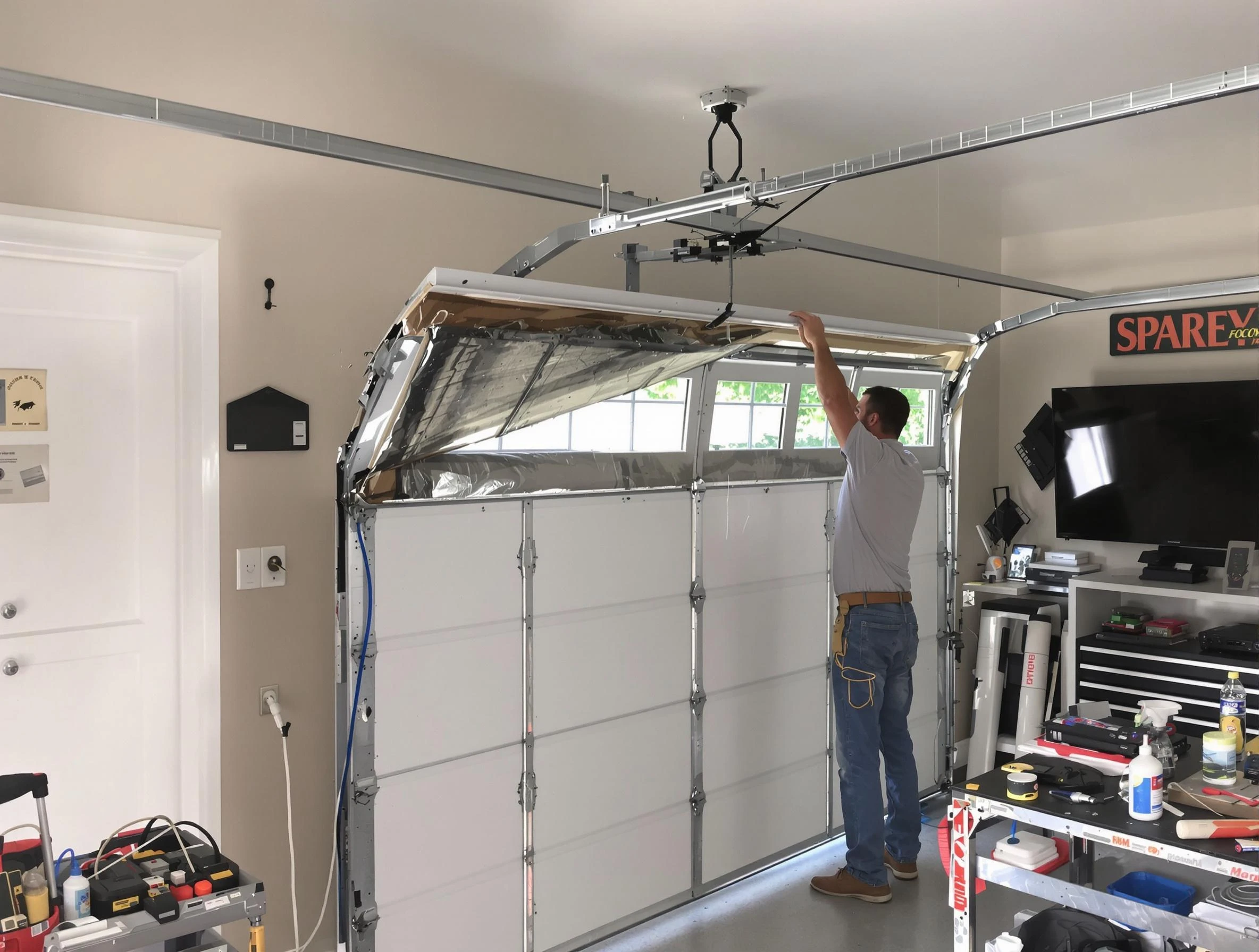 Garage door section replacement by Lynn Garage Door Repair in Lynn